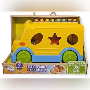 Yellow Xylophone School Bus Toy - Educational Musical Shape Sorter
